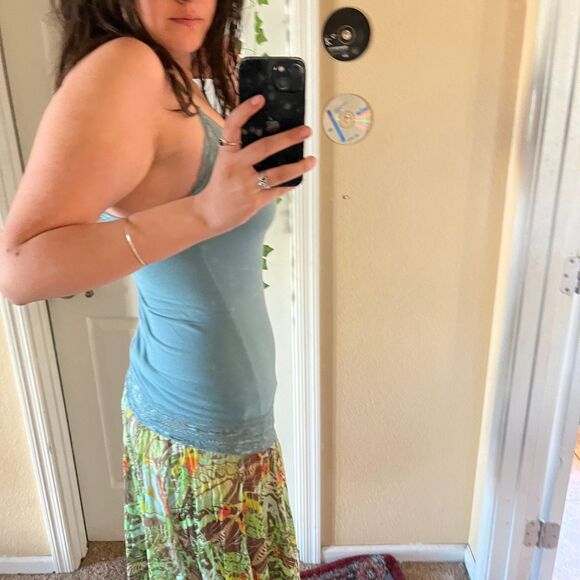 Full tilt blue green teal vintage 2000s lace cami top - Picture 5 of 7